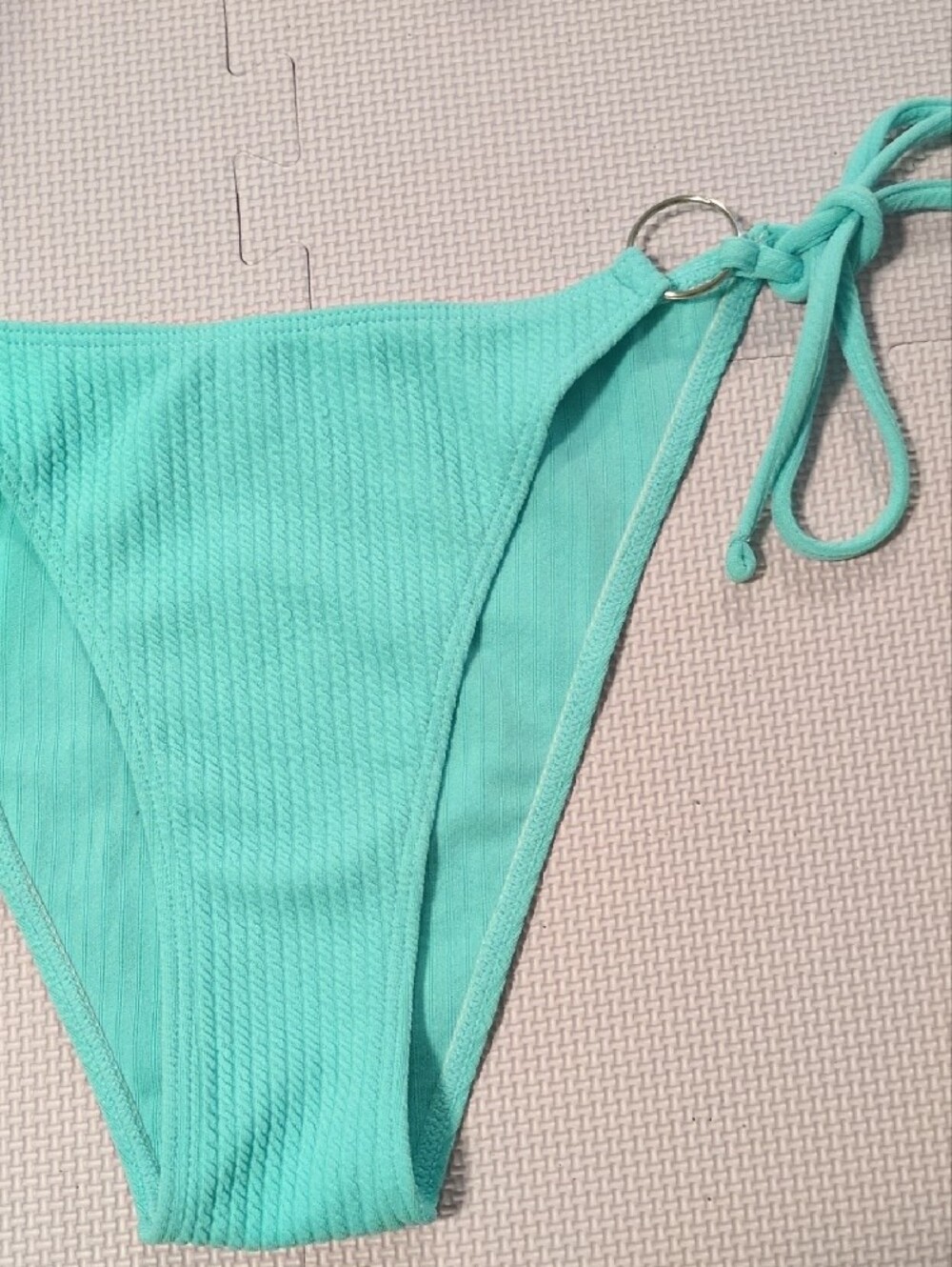 Turquoise Ribbed Triangle Bikini - Size Large - Picture 7 of 11